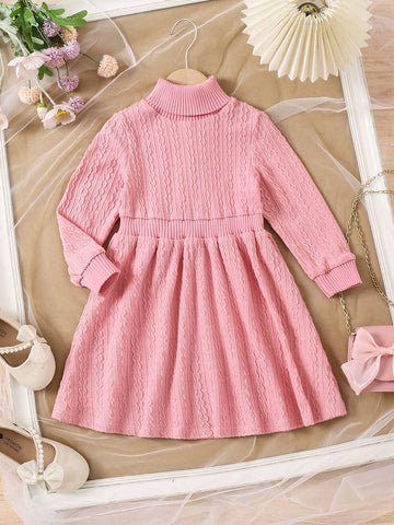 Toddler Girls Casual Everyday Long Sleeve Knit Sweater Dress