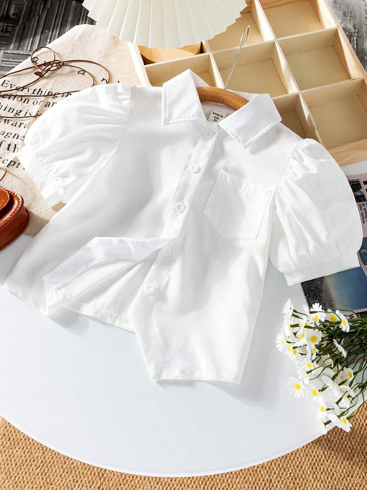 Toddler Girls Casual Ladylike Short Sleeve Shirt With Lapel Collar For Summer