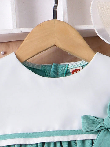 Toddler Girls College Style Sleeveless Sailor Collar Dress For Summer