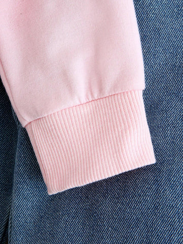 Toddler Girls Cute Bear Print Cartoon Letter 3D Floral Decor Trendy Minimalist Spring Autumn Design