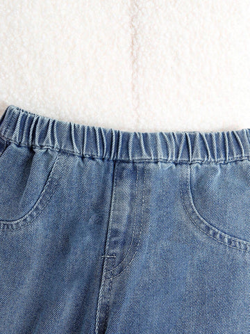 Toddler Girls Cute Bear Print Cartoon Letter 3D Floral Decor Trendy Minimalist Spring Autumn Design