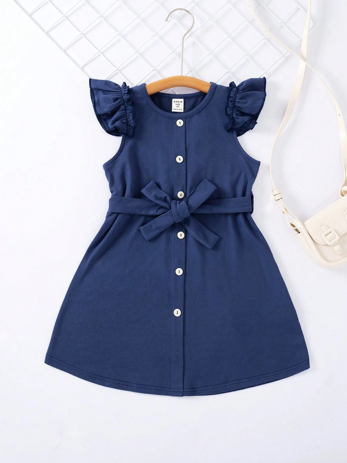 Toddler Girls" Cute Casual Ladylike Round Neck Flare Sleeve Dress For Summer