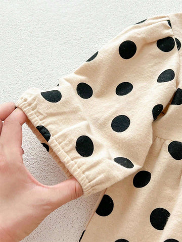 Toddler Girls' Cute Floral & Polka Dot Print Long Sleeve Dress, Autumn