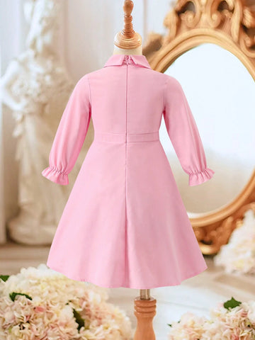 Toddler Girls Cute Ombre Pink Butterfly Puff Sleeve Mesh Patchwork Dress