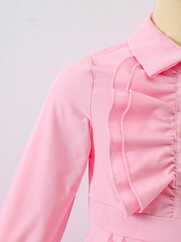 Toddler Girls Cute Ombre Pink Butterfly Puff Sleeve Mesh Patchwork Dress