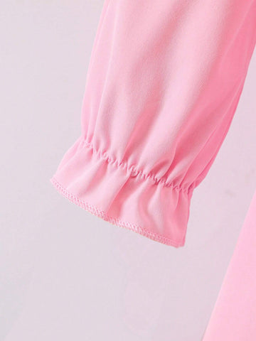 Toddler Girls Cute Ombre Pink Butterfly Puff Sleeve Mesh Patchwork Dress