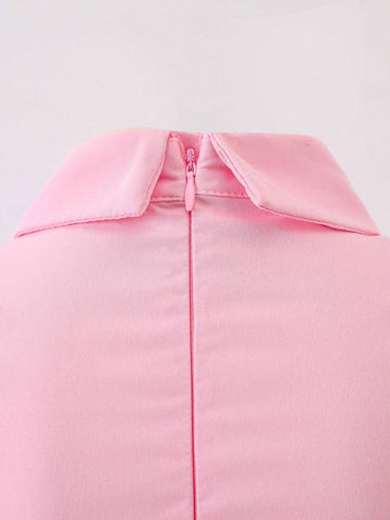 Toddler Girls Cute Ombre Pink Butterfly Puff Sleeve Mesh Patchwork Dress