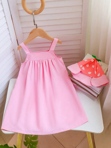 Toddler Girls' Cute Strawberry Printed Suspender Dress For Summer