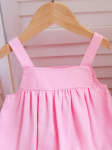 Toddler Girls' Cute Strawberry Printed Suspender Dress For Summer