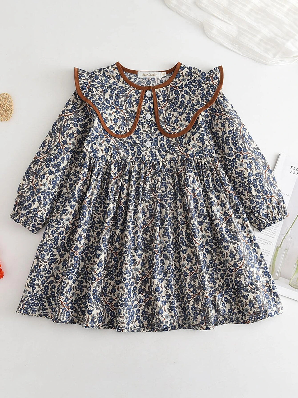 Toddler Girls Ditsy Floral Peter Pan Collar Smock Dress