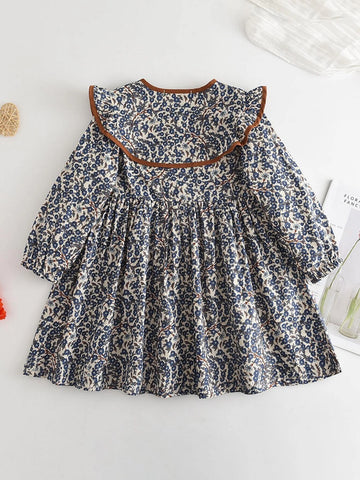 Toddler Girls Ditsy Floral Peter Pan Collar Smock Dress