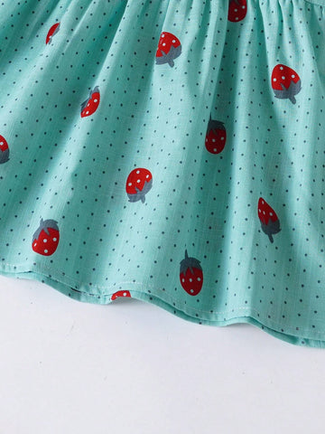 Toddler Girl's Dress Children's Sleeveless Strawberry Casual Princess Dress