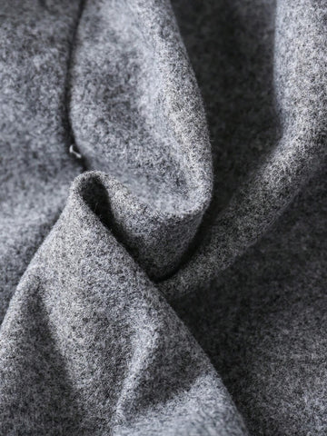 Toddler Girls Elegant Luxury Fashionable Princess 5-D Floral Contrast Color Peter Pan Collar Waisted A-Line Grey Wool Blend Long Sleeve Dress