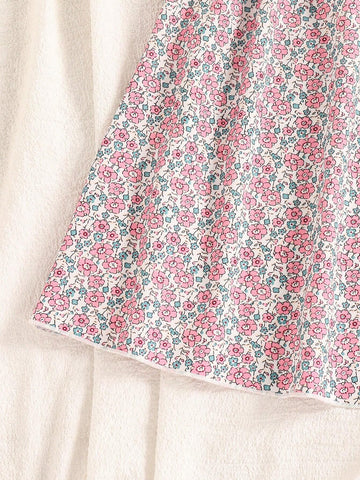 Toddler Girls'' Floral Print Casual A-Line Dress With Cute Ruffle Sleeves, Summer