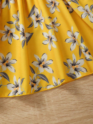 Toddler Girls Flowers Graphic Dress Vacation Kids Dress For Summer