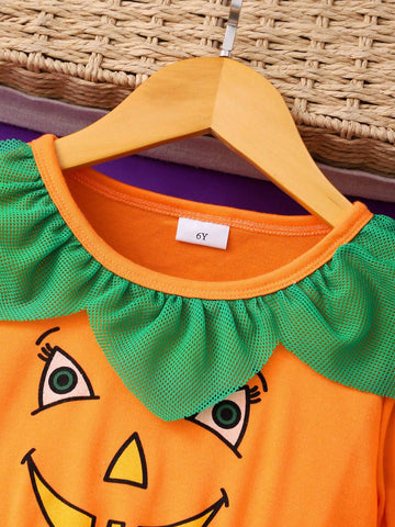 Toddler Girls' Long Sleeve Halloween Mesh Dress