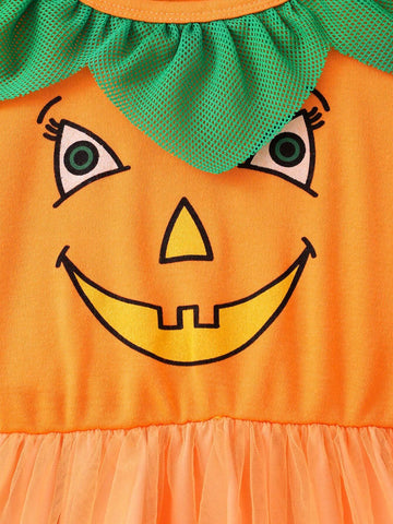 Toddler Girls' Long Sleeve Halloween Mesh Dress