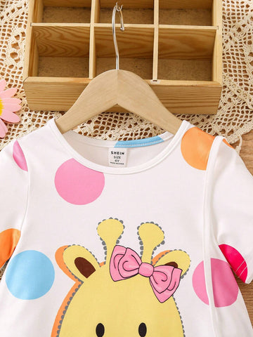 Toddler Girls' Lovely Printed Short Sleeve Dress With Backpack