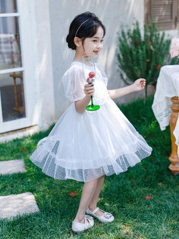 Toddler Girls" New Simple Princess Mesh Dress For Summer Performances