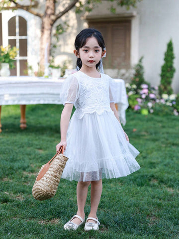 Toddler Girls" New Simple Princess Mesh Dress For Summer Performances