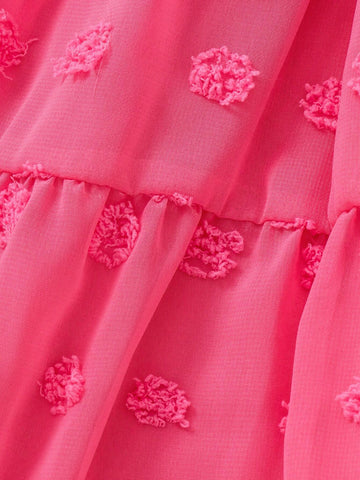 Toddler Girls' Pink Chiffon Romantic Puff Short Sleeve Dress