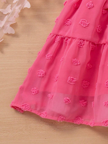 Toddler Girls' Pink Chiffon Romantic Puff Short Sleeve Dress