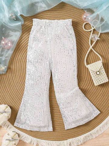 Toddler Girls' Romantic Beaded Flared Pants For Summer