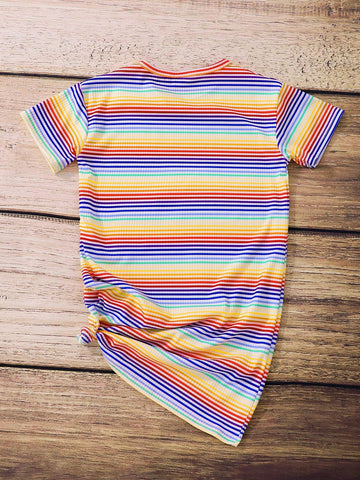 Toddler Girls Short Sleeve Round Neck Striped Sundress