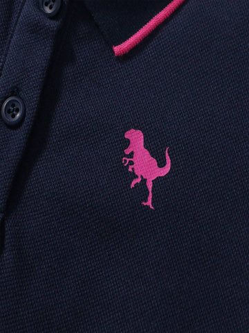 Toddler Girls" Short Sleeve Summer Dress, Round Neck Cartoon Animal Pattern, Random Print, Casual, Comfortable, Fashionable School Dress, 2-7 Years Old