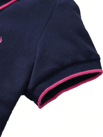 Toddler Girls" Short Sleeve Summer Dress, Round Neck Cartoon Animal Pattern, Random Print, Casual, Comfortable, Fashionable School Dress, 2-7 Years Old