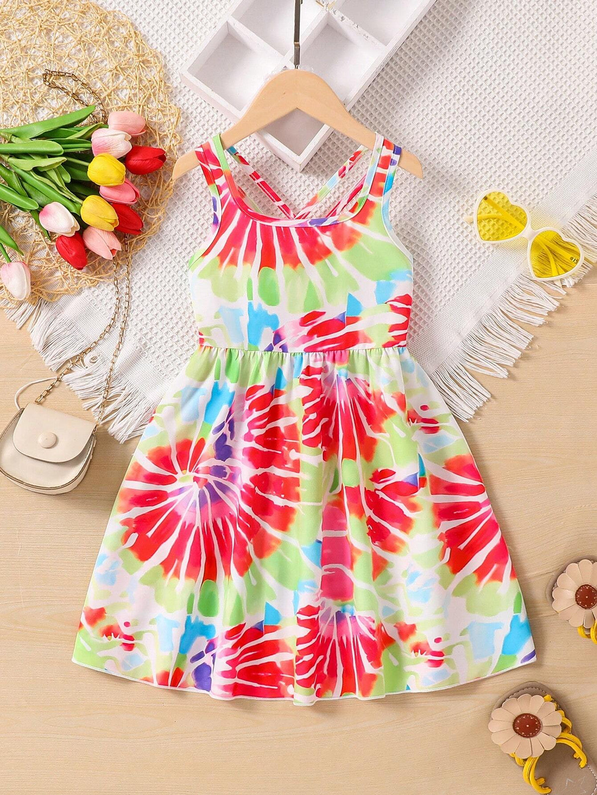 Toddler Girls' Sleeveless Printed A-Line Casual Dress, Summer