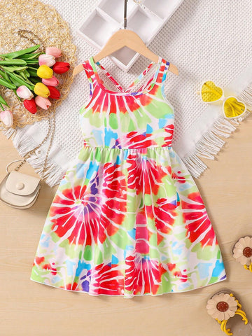 Toddler Girls' Sleeveless Printed A-Line Casual Dress, Summer