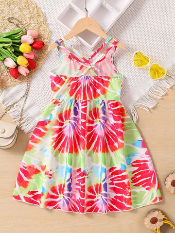 Toddler Girls' Sleeveless Printed A-Line Casual Dress, Summer