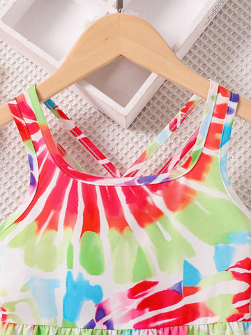 Toddler Girls' Sleeveless Printed A-Line Casual Dress, Summer