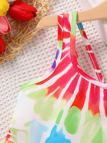 Toddler Girls' Sleeveless Printed A-Line Casual Dress, Summer
