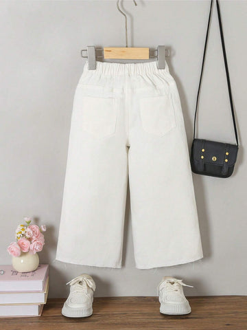 Toddler Girls' Soft Washed Denim Wide Leg Pants