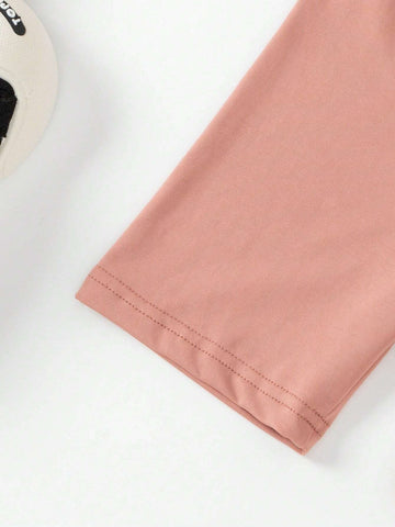 Toddler Girls Solid Color Short Sleeve And Shorts 2 Piece Casual Set, Summer