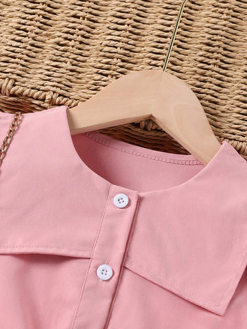 Toddler Girls' Summer New Simple And Elegant Short Sleeve Romper With High Quality Feel