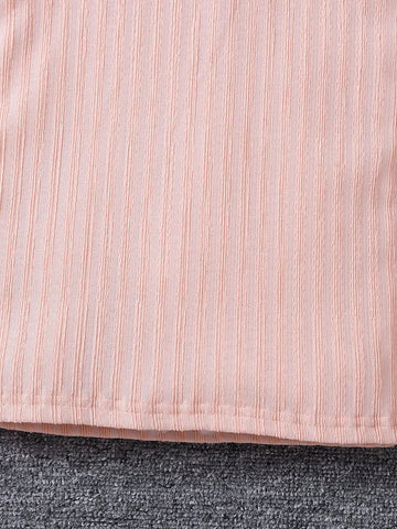 Toddler Girls Sweet & Elegant Puff Sleeve Jacquard Knitted Dress, Suitable For Casual, Travel, Street, Holiday, Daily Wear, Spring, Autumn And Winter