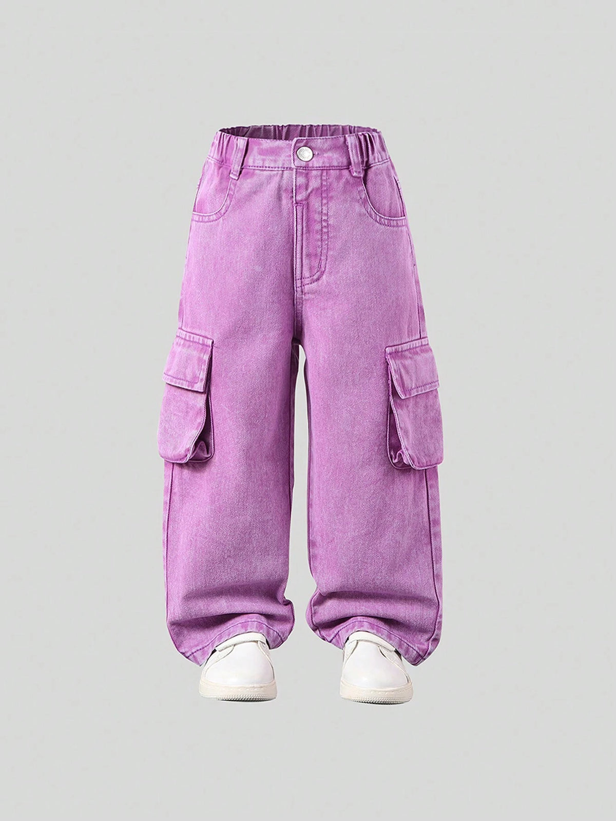 Toddler Girls' Vintage Street Style Straight Leg Denim Cargo Pants