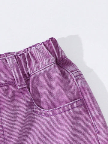 Toddler Girls' Vintage Street Style Straight Leg Denim Cargo Pants