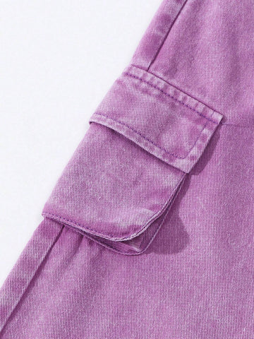 Toddler Girls' Vintage Street Style Straight Leg Denim Cargo Pants