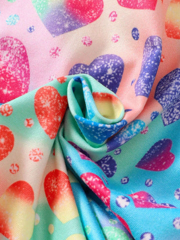 Toddler Girlsl Casual Cute Heart Print Cap Sleeve Dress Spring/Fall