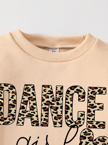 Toddler Letter Print Graphic Crew Neck Sweatshirt And Flare Pants Set