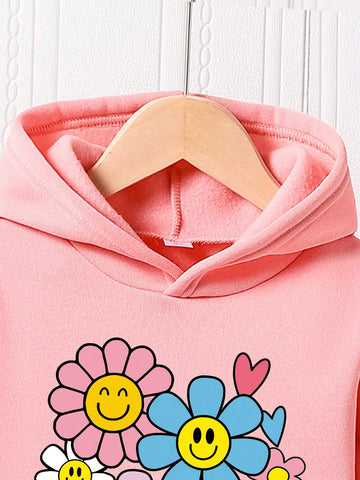 Toddler Letter Print Warm Sweatshirt And Denim Pants Set