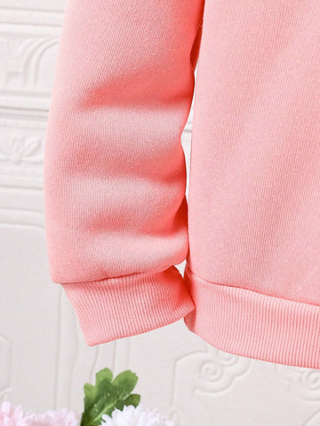 Toddler Letter Print Warm Sweatshirt And Denim Pants Set