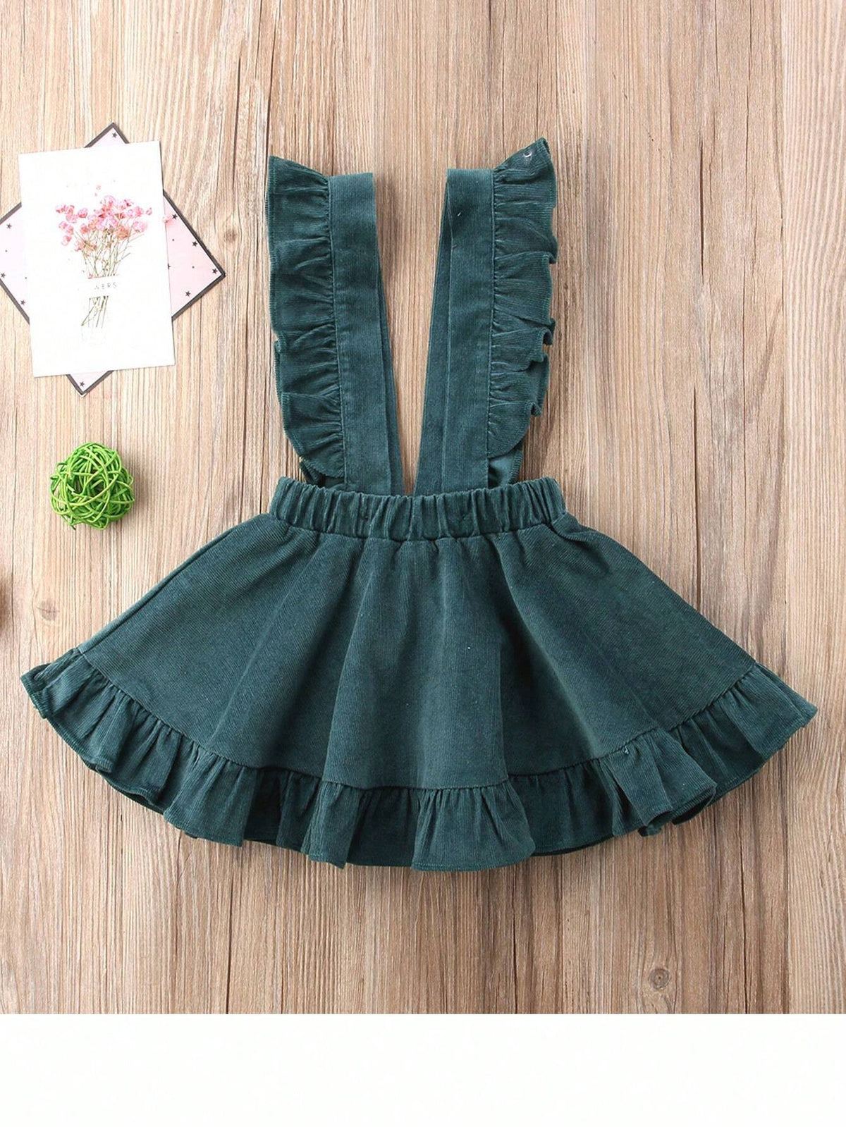 Toddler Young Girl Corduroy Dress Sleeveless Suspender Ruffle Skirt