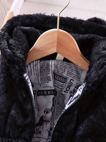 Toddler & Young Girl Girls Faux Fur Lined Thick Cotton Padded Jacket, Warm Winter