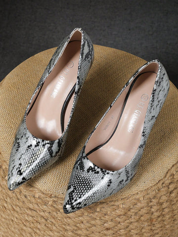 Trendy Pointed Toe Color Block High Heel Pumps, Versatile Commuter