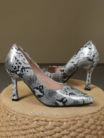 Trendy Pointed Toe Color Block High Heel Pumps, Versatile Commuter